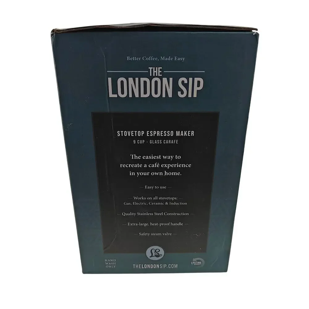 Escali London Sip Stainless Steel Espresso Maker 9-cup Glass